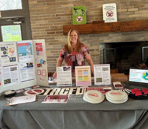 Tracy shares tobacco-free information at Sampson State Park in Seneca County.